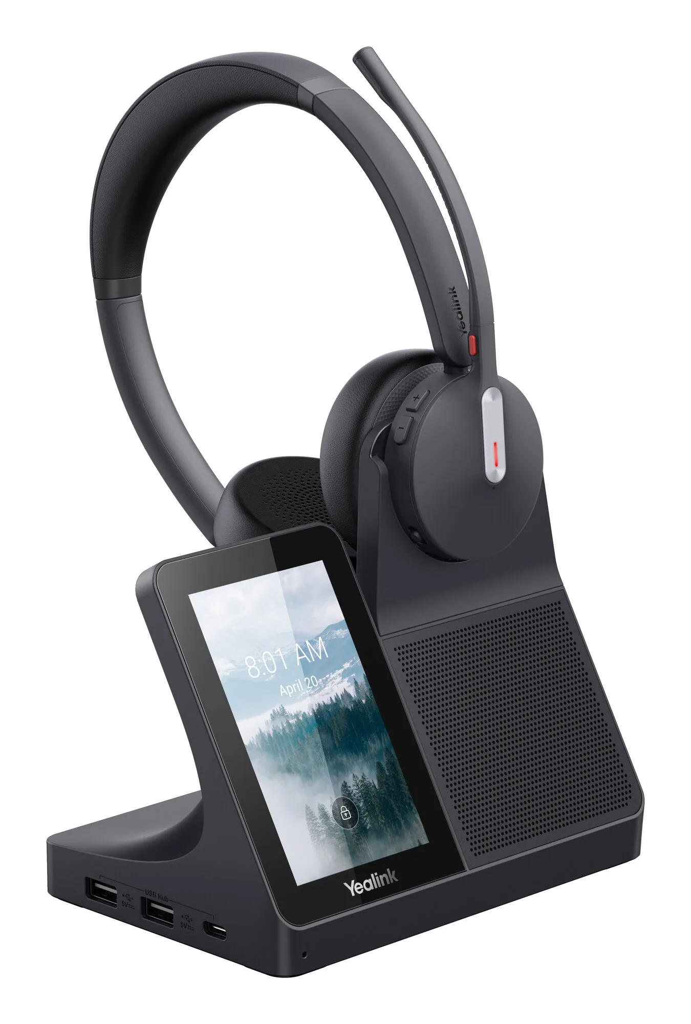 Yealink WH64 Workstation Dual Headset Kopfhörer Verkabelt & Kabellos Kopfband Büro/Callcenter USB Typ-C Bluetooth Ladestation Schwarz – Bild 1