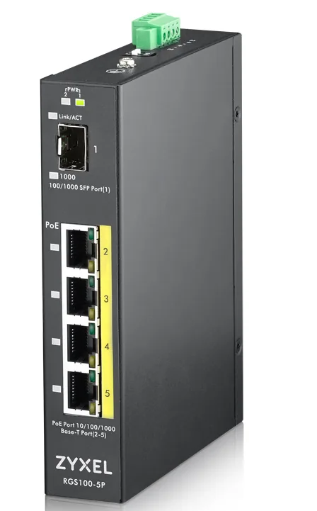 Zyxel RGS100-5P Unmanaged L2 Gigabit Ethernet (10/100/1000) Power over Ethernet (PoE) Schwarz – Bild 1
