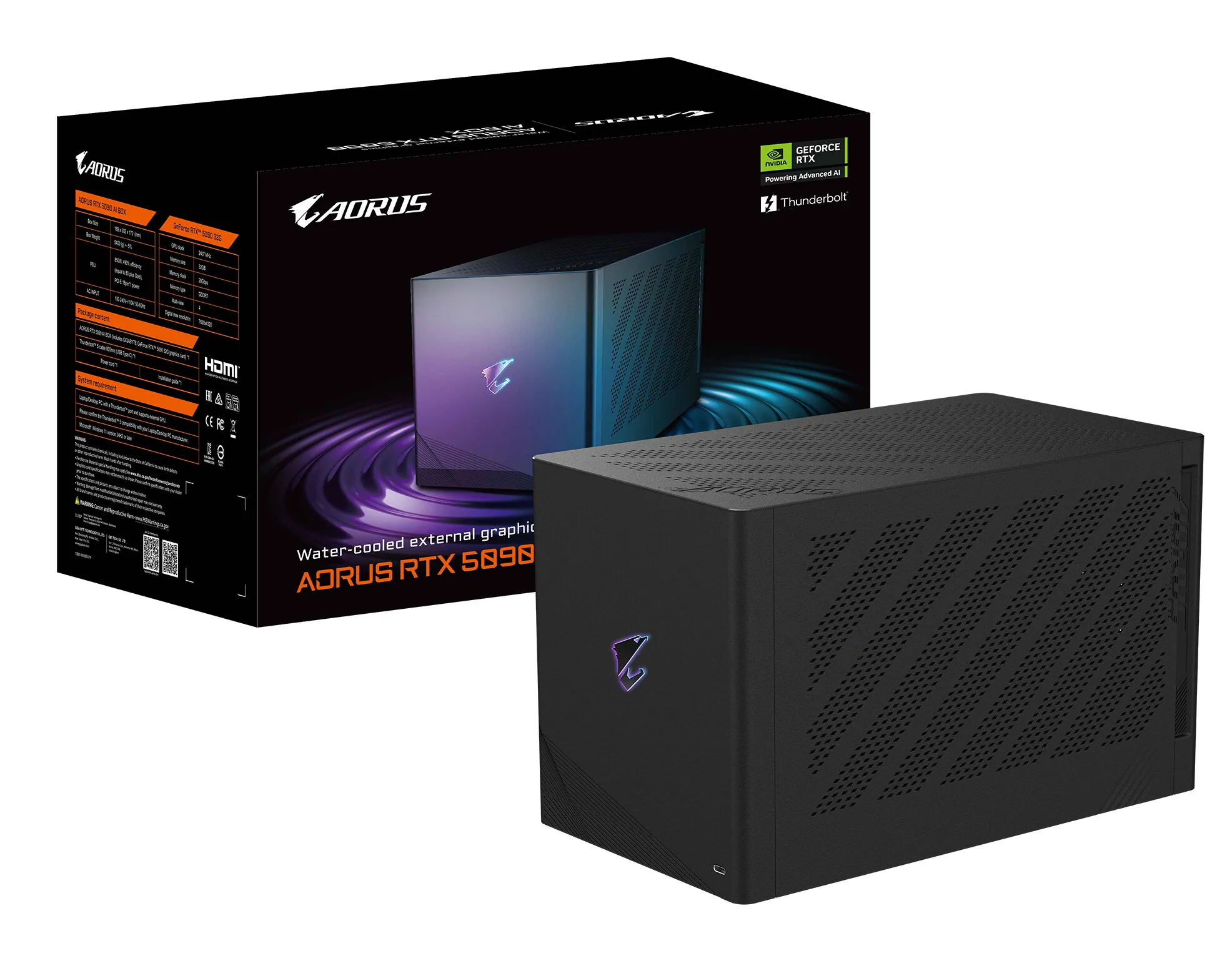 GIGABYTE AORUS RTX 5090 AI BOX Grafikkarte – 32 GB GDDR7, 512 Bit, PCI-E 5.0, 2407 MHz Kerntakt, 3 x DP 2.1, 1 x HDMI 2.1, GV-N5090IXEB-32GD 1.0 – Bild 1