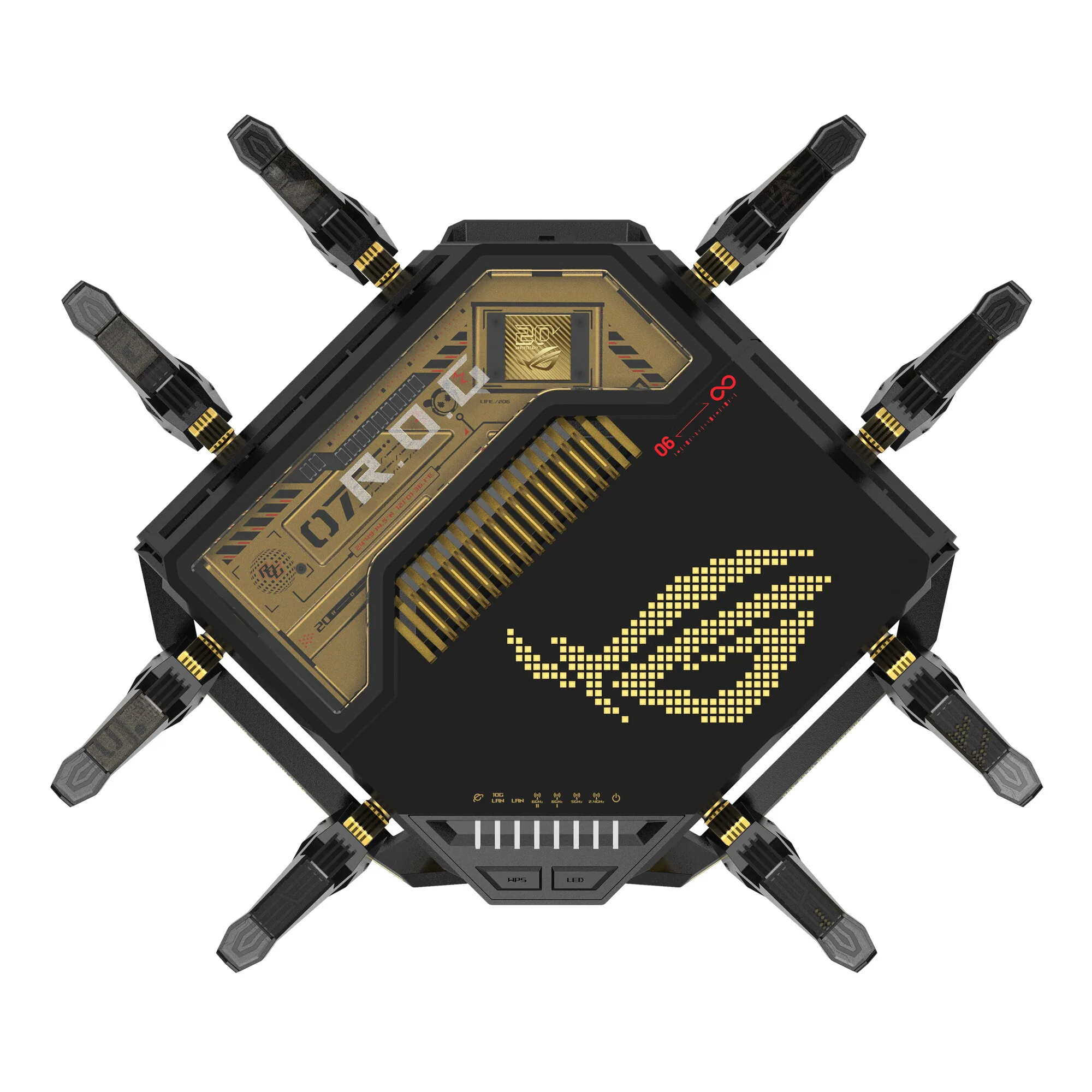 ASUS ROG Rapture GT-BE98 WLAN-Router 10 Gigabit Ethernet Quad-band (2.4 GHz / 5 GHz-1 / 5 GHz-2 / 6 GHz) Schwarz – Bild 2