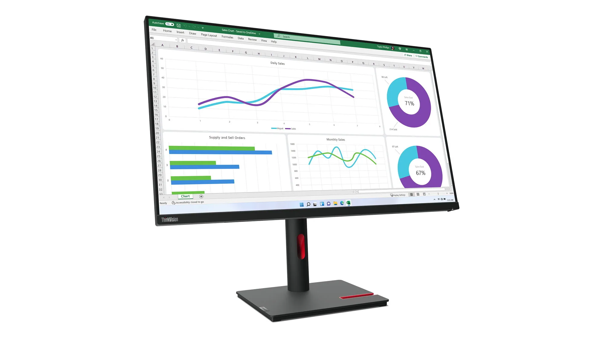 Lenovo ThinkVision T32h-30 Computerbildschirm 80 cm (31.5") 2560 x 1440 Pixel Quad HD LED Schwarz – Bild 5