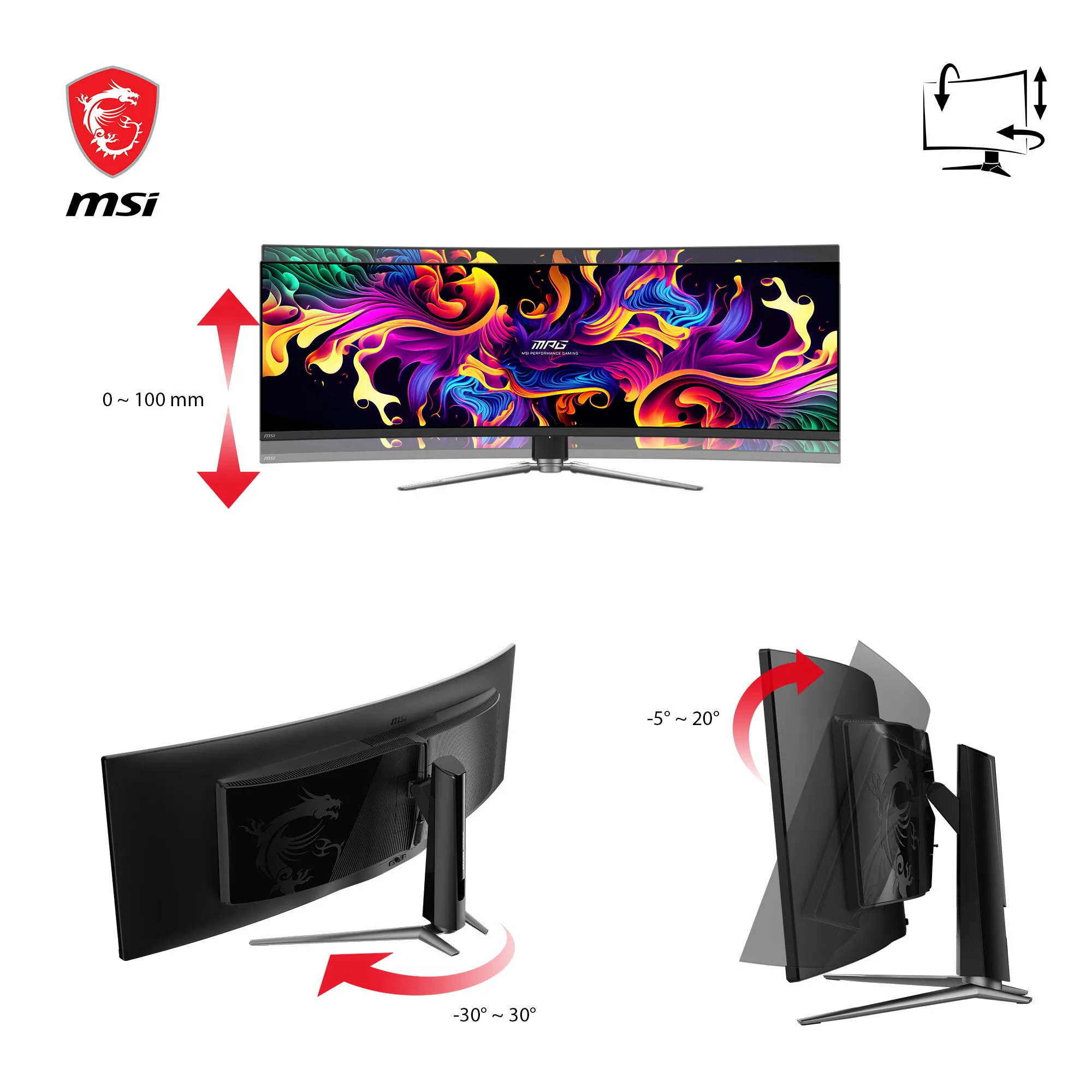 MSI MPG 491CQPDE QD-OLED Computerbildschirm 124,5 cm (49") 5120 x 1440 Pixel Dual QHD Schwarz – Bild 5