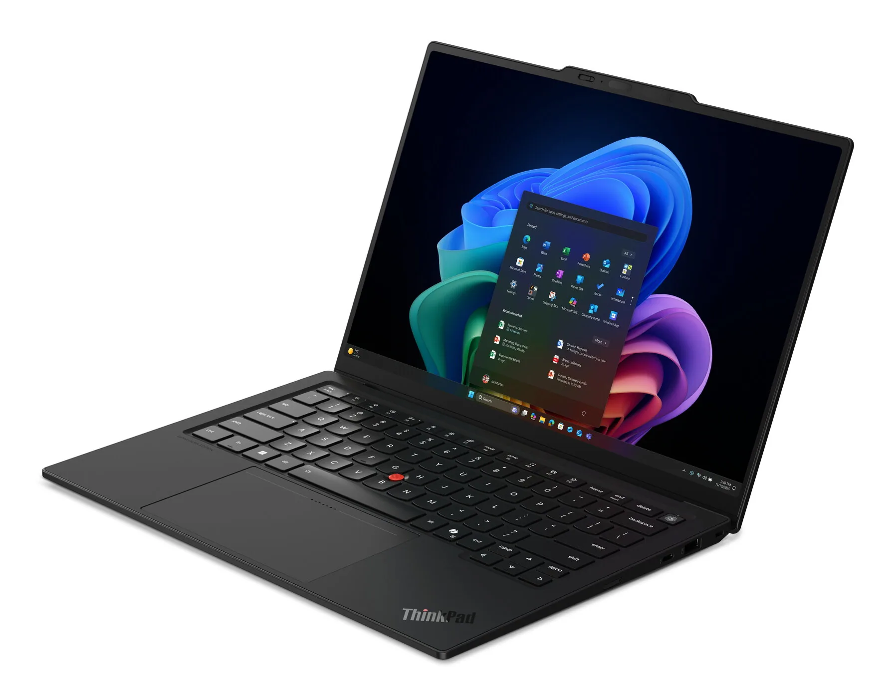 Lenovo ThinkPad X1 Carbon Gen 14 Aura Edition Copilot+ PC Intel Core Ultra 7 355 Laptop 35,6 cm (14") Touchscreen WUXGA 32 GB LPDDR5x-SDRAM 1 TB SSD Wi-Fi 7 (802.11be) Windows 11 Pro Schwarz Deutsch – Bild 3