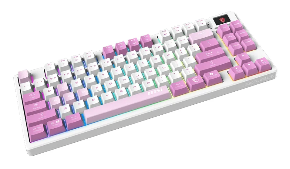MSI FORGE GK600 TKL WIRELESS VIOLET Tastatur Gaming USB + Bluetooth QWERTY Spanisch Pink, Violett, Weiß – Bild 2