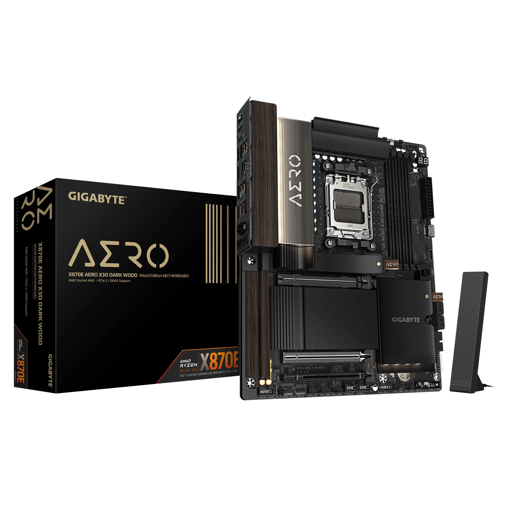 GIGABYTE X870E AERO X3D DARK Wood Mainboard – Bild 1