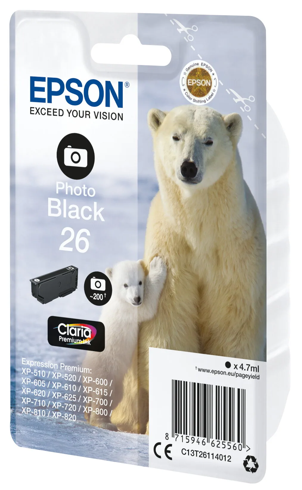 Epson Polar bear 26 Eisbär Claria Premium Single Photo Black Tinte – Bild 1