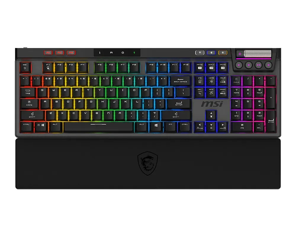 MSI STRIKE PRO WIRELESS Tastatur Gaming USB + Bluetooth QWERTY US Englisch Schwarz – Bild 1
