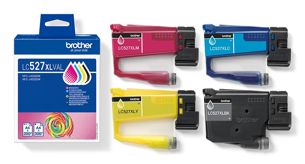 Brother LC527XLVAL Druckerpatrone 4 Stück(e) Original Hohe (XL-) Ausbeute Schwarz, Cyan, Magenta, Gelb – Bild 1