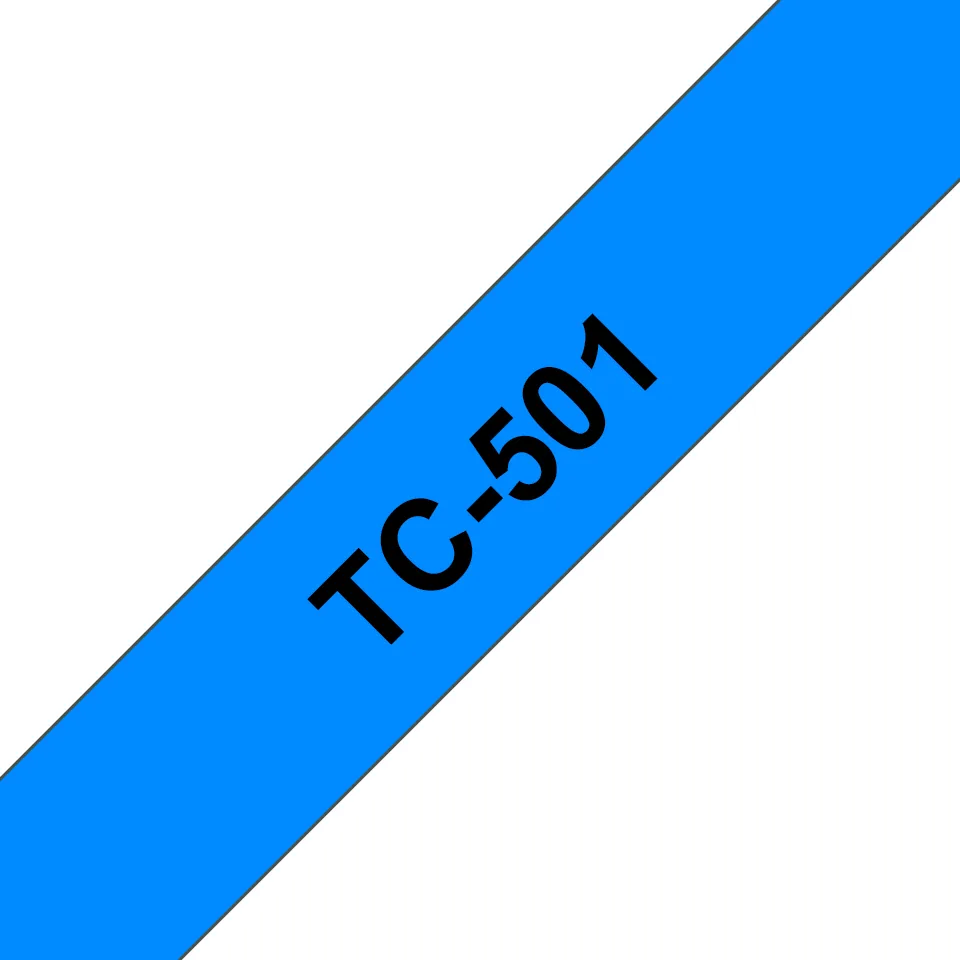 Brother TC-501 Etiketten erstellendes Band Scwarz auf blau – Bild 1