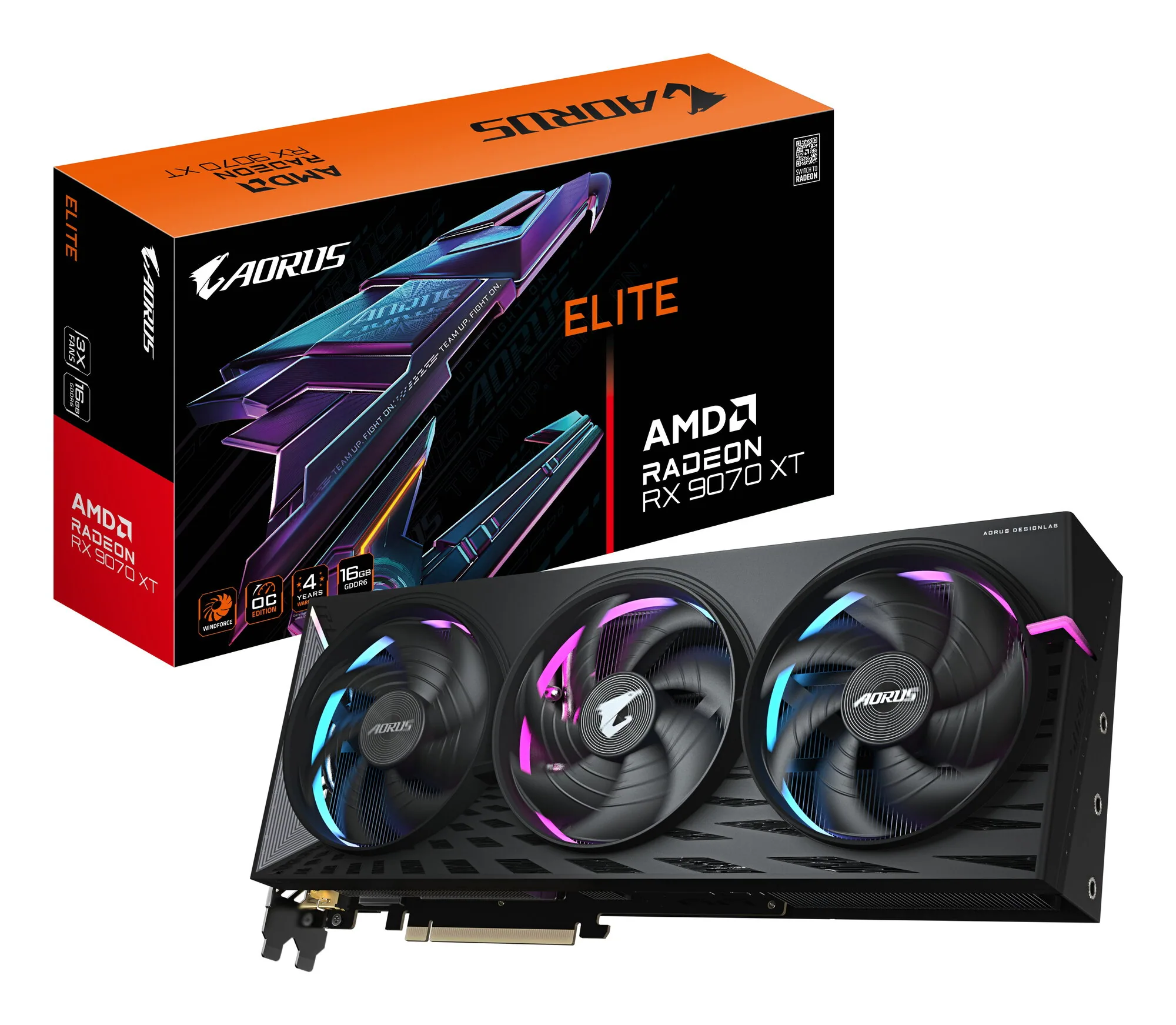 GIGABYTE AORUS Radeon RX 9070 XT ELITE 16G Grafikkarte – Bild 1