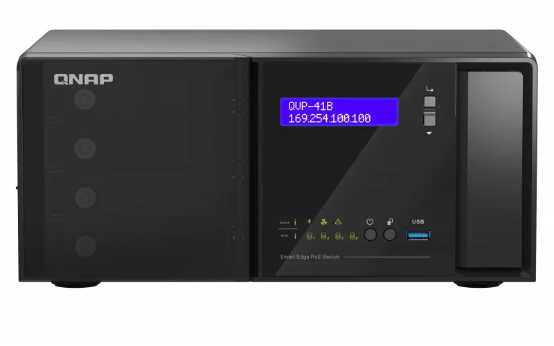 QNAP QVP-41B-8G-P Netzwerk-Videorekorder (NVR) Schwarz – Bild 1