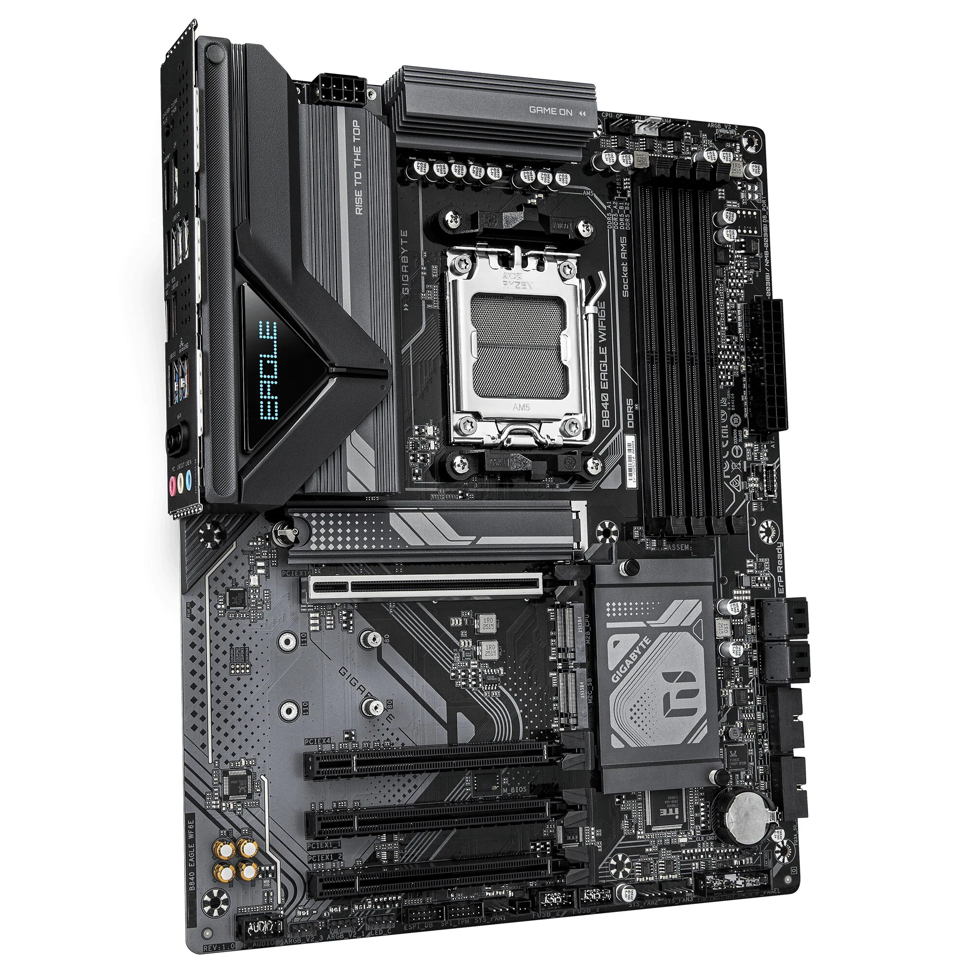 GIGABYTE B840 EAGLE WIFI6E Mainboard - AMD Ryzen 9000 Prozessoren, 8+2+2 Phasen VRM, bis zu 8200MHz DDR5(O.C), 2xPCIe 4.0 + 1xPCIe 3.0 M.2, Wi-Fi 6E, 2.5GbE LAN, USB 3.2 Gen 2 – Bild 3