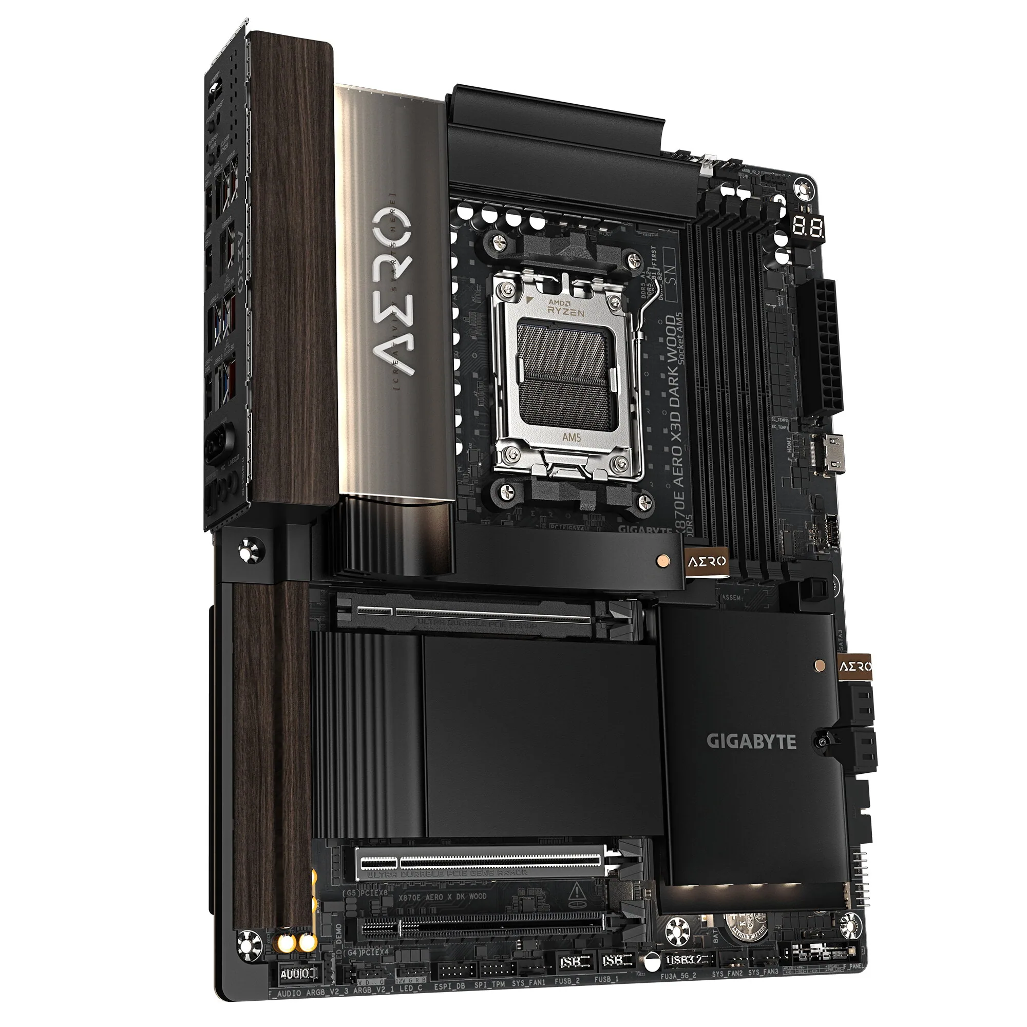 GIGABYTE X870E AERO X3D DARK Wood Mainboard – Bild 3