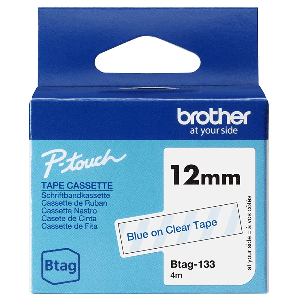 Brother BTAG-133 Etiketten erstellendes Band Blau auf transparent – Bild 2