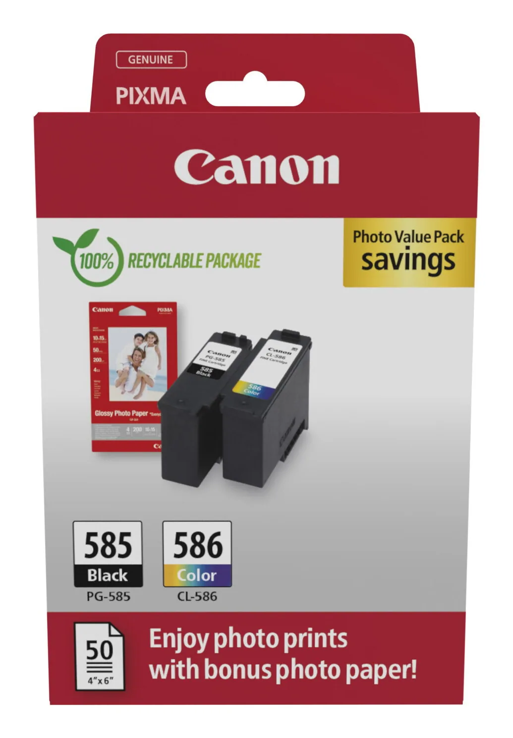 Canon PG-585/CL-586 PVP Druckerpatrone 2 Stück(e) Original Schwarz, Cyan, Magenta, Gelb – Bild 1