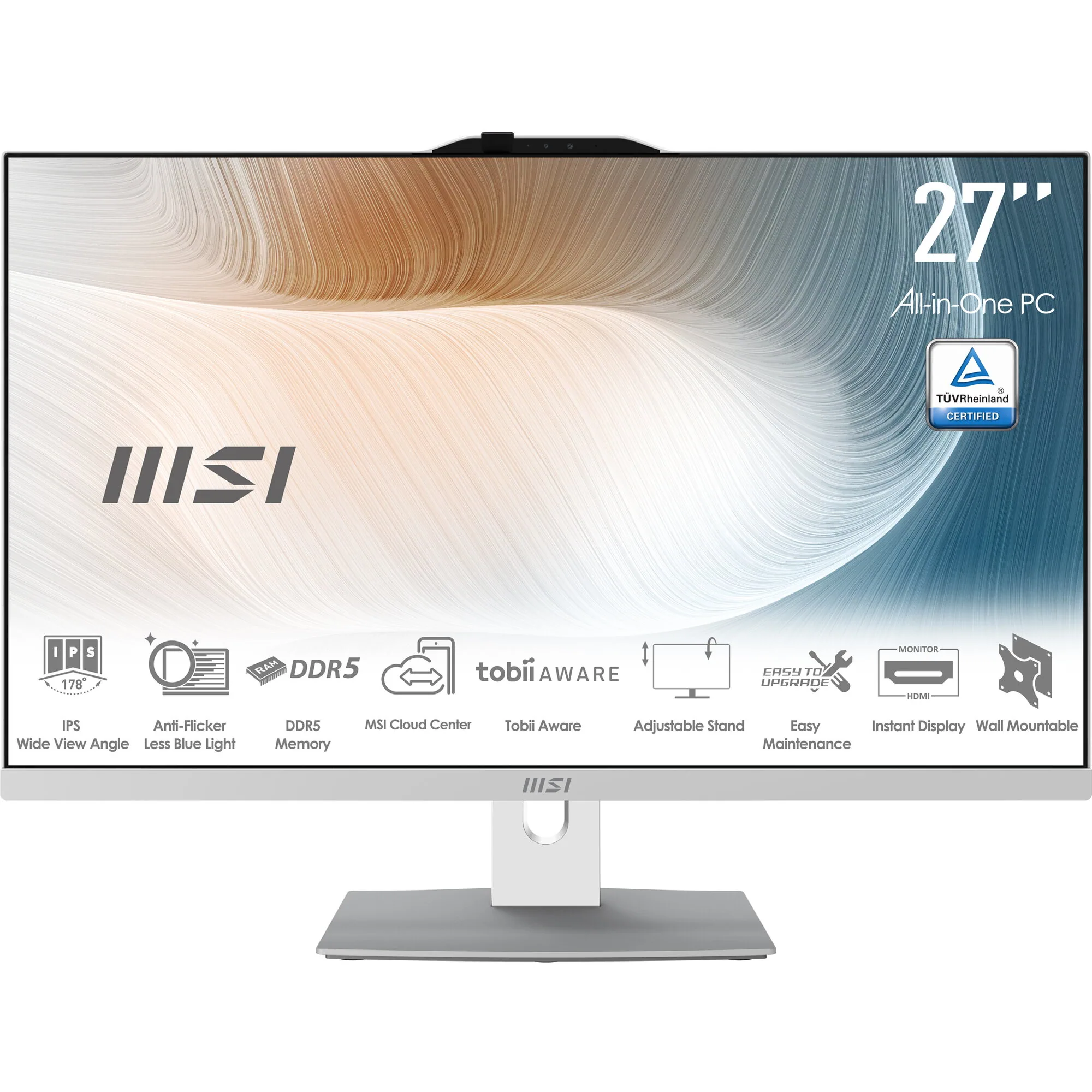 MSI Modern AM242P 1M-1872AT All-in-One PC/Workstation Intel Core 5 120U 60,5 cm (23.8") 1920 x 1080 Pixel All-in-One-PC 16 GB DDR5-SDRAM 512 GB SSD Windows 11 Home Wi-Fi 6E (802.11ax) Weiß – Bild 2