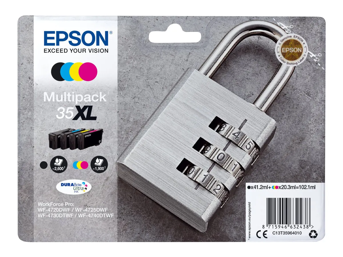 Epson Padlock 35XL Vorhängeschloss DURABrite Ultra Multipack 4 Farben Tinte