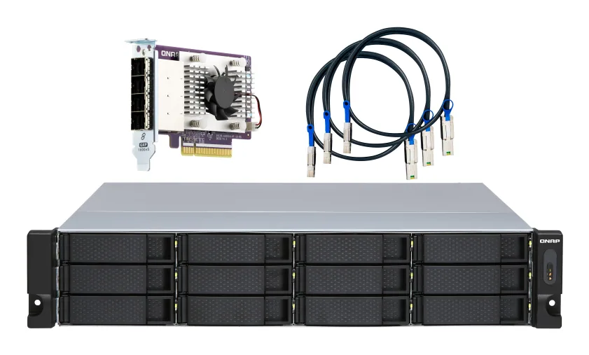 QNAP TL-R1200S-RP Speicherlaufwerksgehäuse HDD / SSD-Gehäuse Schwarz, Grau 2.5/3.5" – Bild 1