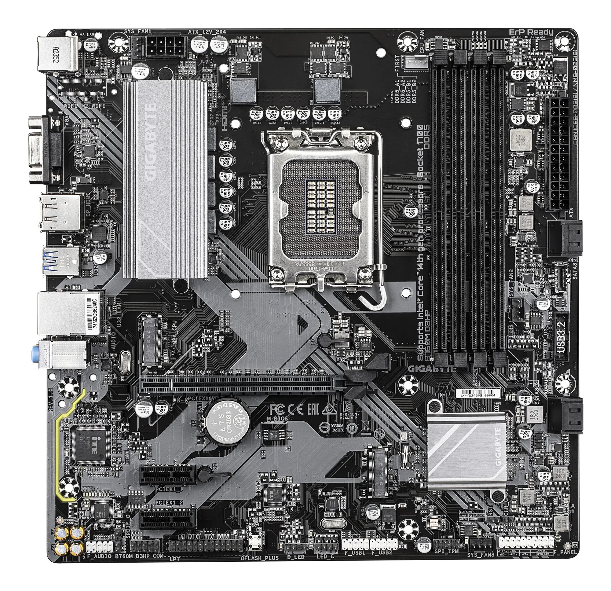 GIGABYTE B760M D3HP Mainboard - Intel Core CPUs der 14. Generation, 4+1+1 Phasen VRM, bis zu 5600 MHz DDR5, 2xPCIe 4.0 M.2, GbE LAN, USB 3.2 Gen 1 – Bild 2
