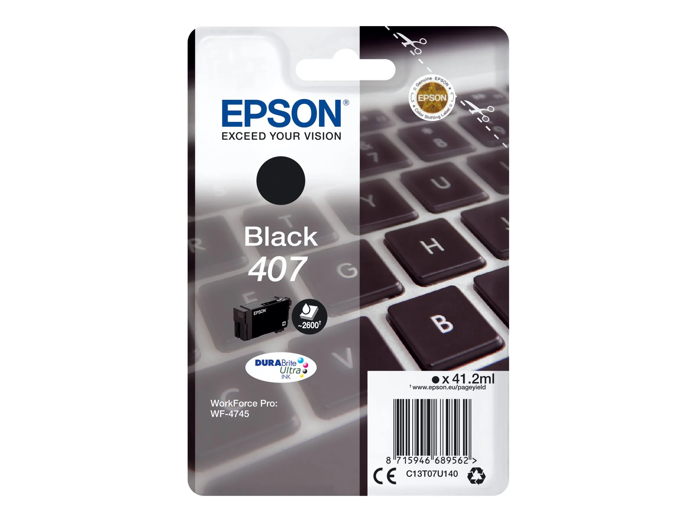 Epson 407L Tastatur DURABrite Ultra Single Black Tinte