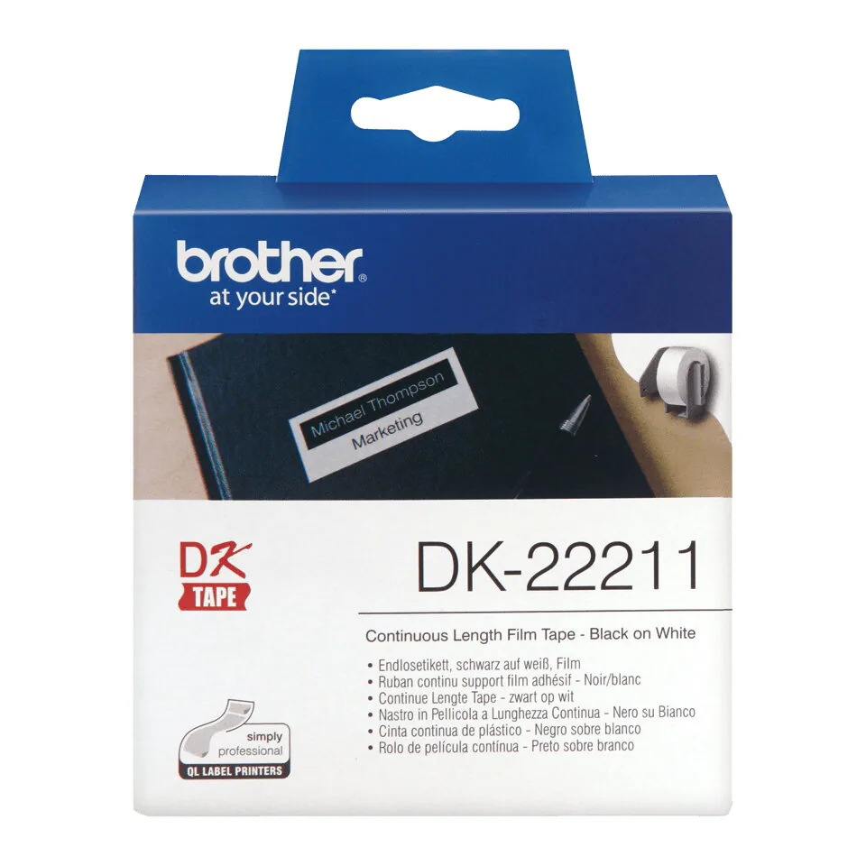 Brother DK-22211 Etiketten erstellendes Band Schwarz auf weiss – Bild 1