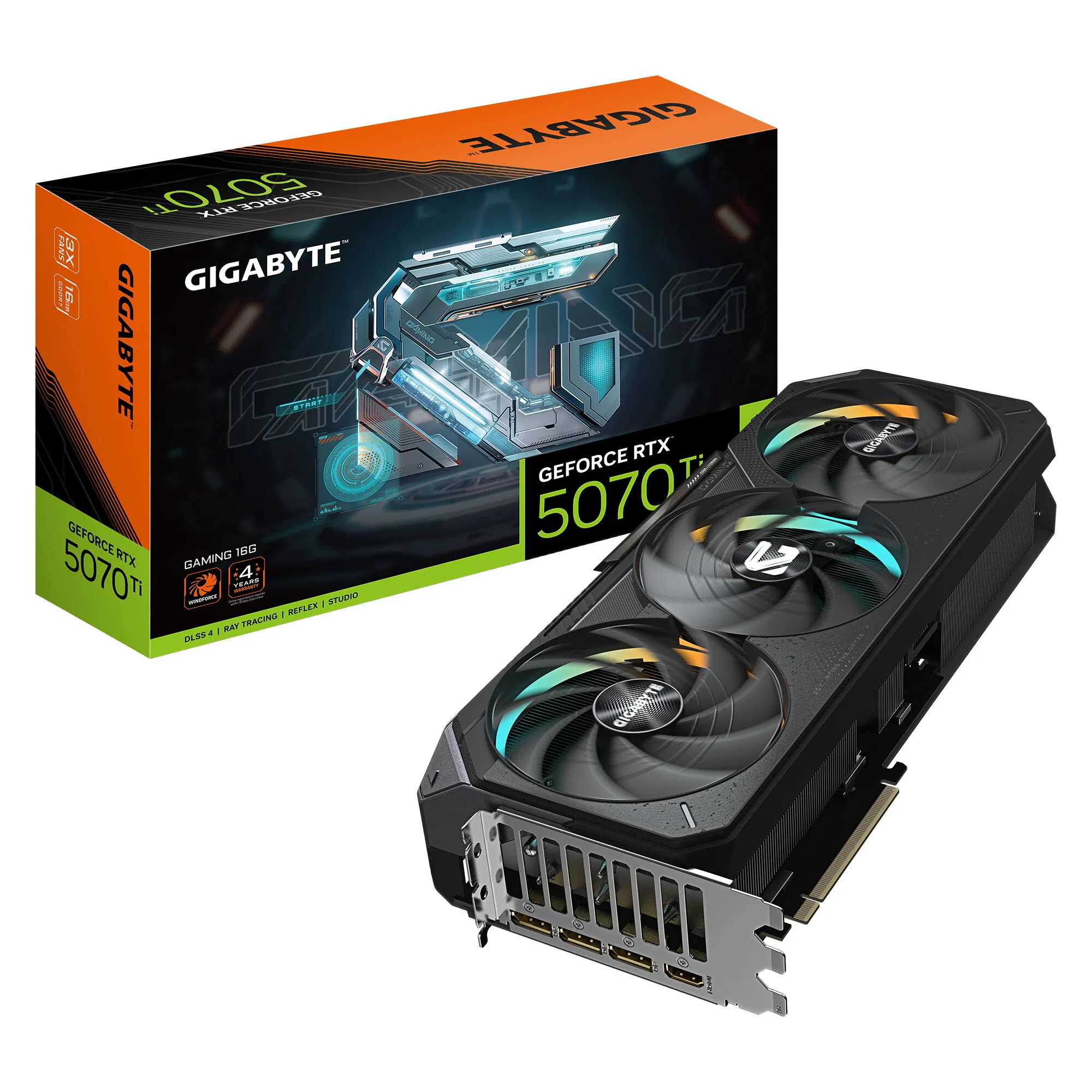 GIGABYTE GeForce RTX 5070 Ti GAMING 16G Grafikkarte – 16 GB GDDR7, 256-Bit, PCI-E 5.0, 2452 MHz Kernfrequenz, 3 x DP 2.1b, 1 x HDMI 2.1b, DLSS 4, GV-N507TGAMING-16GD – Bild 1