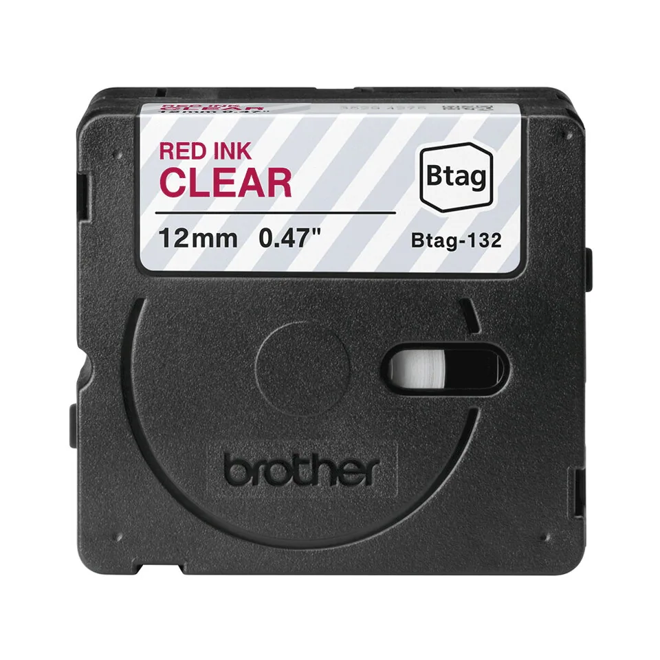 Brother BTAG-132 Etiketten erstellendes Band Rot auf Transparent – Bild 2