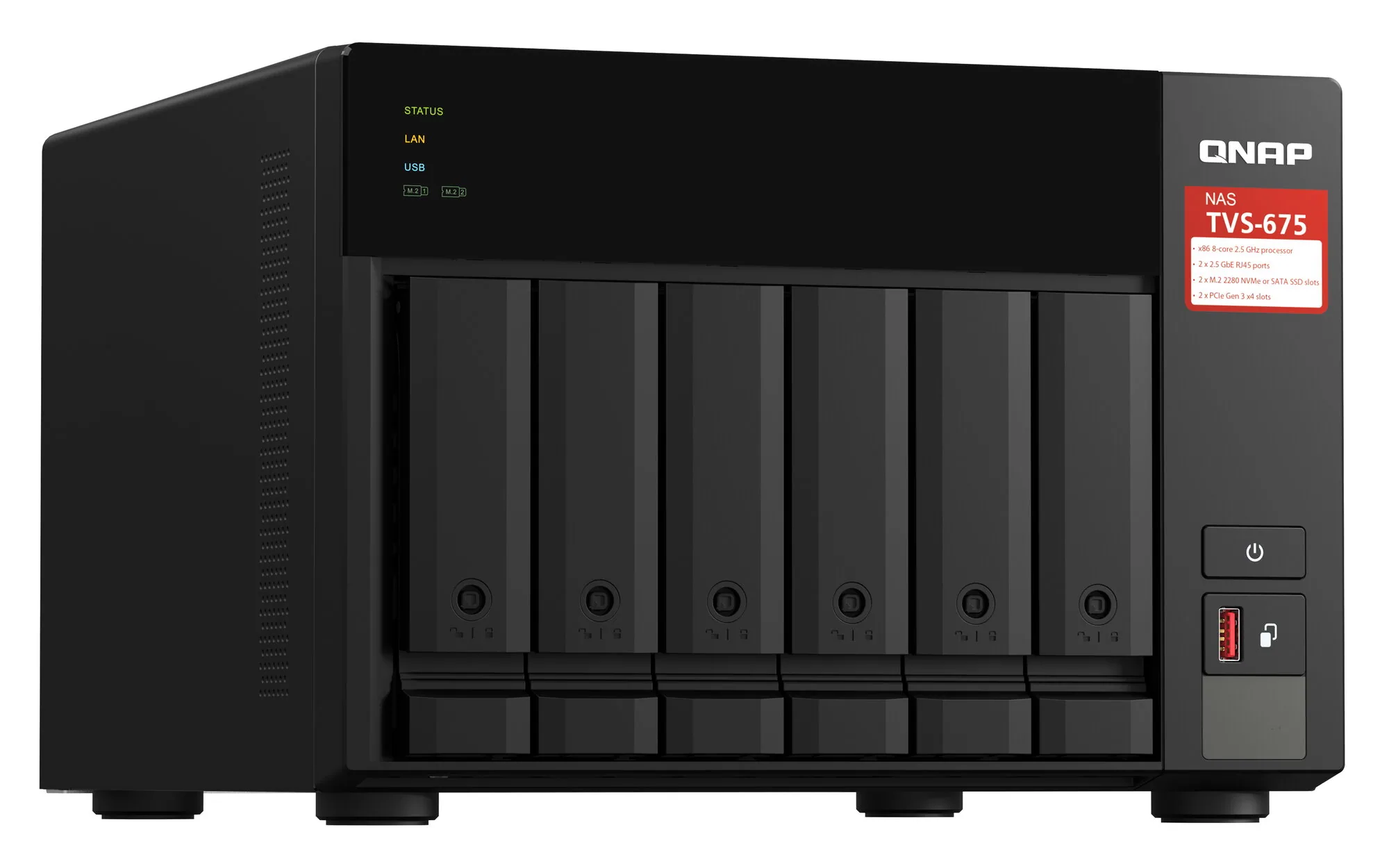 QNAP TVS-675 NAS Tower ZhaoXin KaiXian KX-6000 KX-U6580 8 GB DDR4 0 TB QuTS hero Schwarz – Bild 2