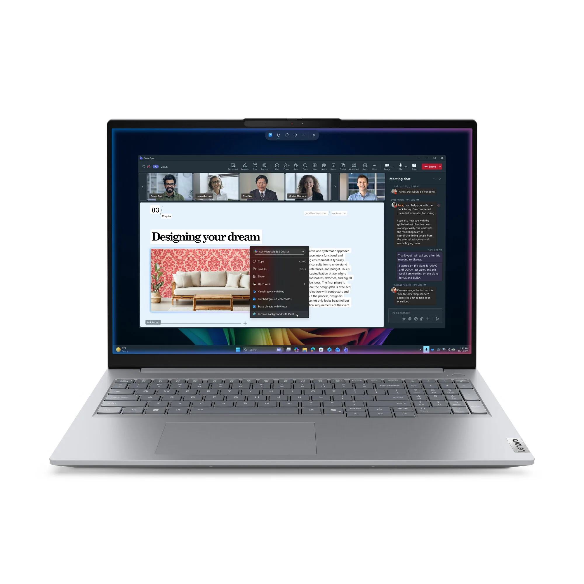 Lenovo ThinkBook 16 G9 IPL Copilot+ PC Intel Core Ultra 7 355 Laptop 40,6 cm (16") WUXGA 16 GB DDR5-SDRAM 512 GB SSD Wi-Fi 7 (802.11be) Windows 11 Pro Grau Deutsch – Bild 1