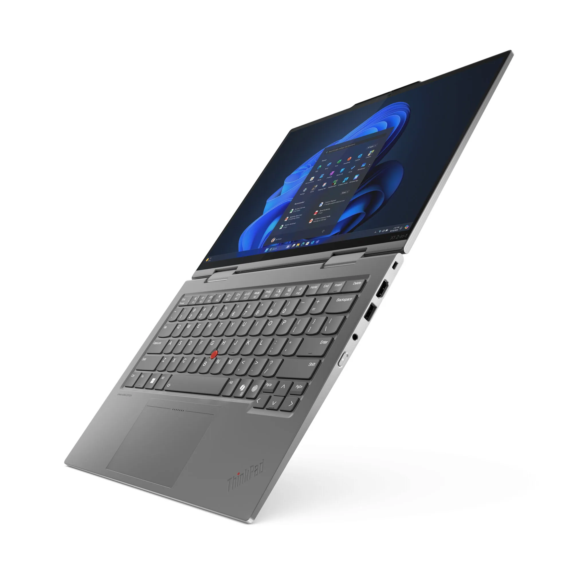 Lenovo ThinkPad X1 2-in-1 Gen 10 Aura Edition Copilot+ PC Intel Core Ultra 7 258V Hybrid (2-in-1) 35,6 cm (14") Touchscreen WUXGA 32 GB LPDDR5x-SDRAM 1 TB SSD Wi-Fi 7 (802.11be) Windows 11 Pro Grau Deutsch – Bild 4
