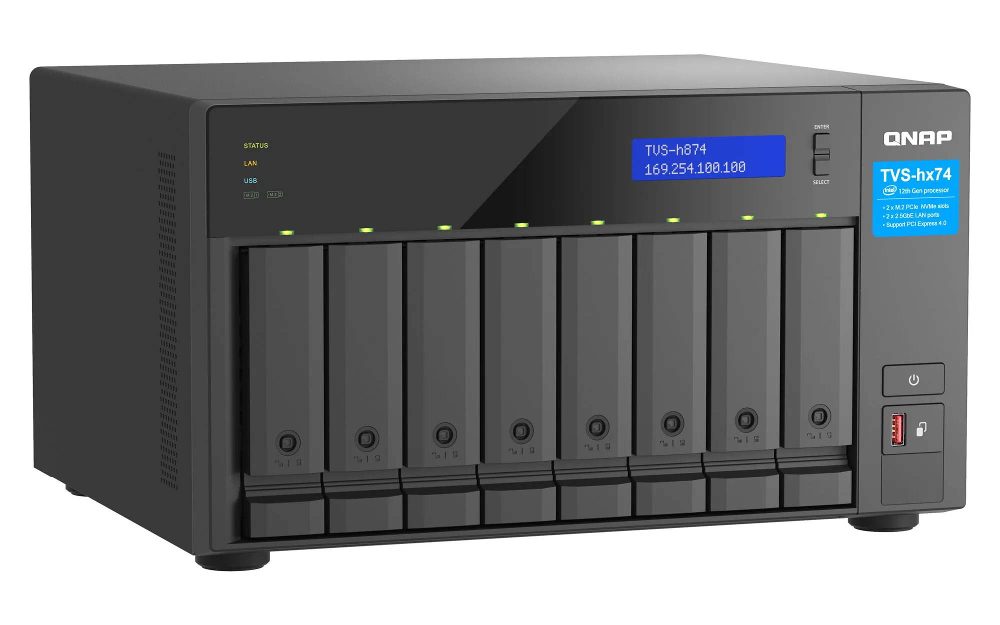 QNAP TVS-H874T-I7-32G NAS & Speicherserver Tower Intel® Core™ i7 32 GB DDR4 0 TB QNAP QTS Schwarz – Bild 3