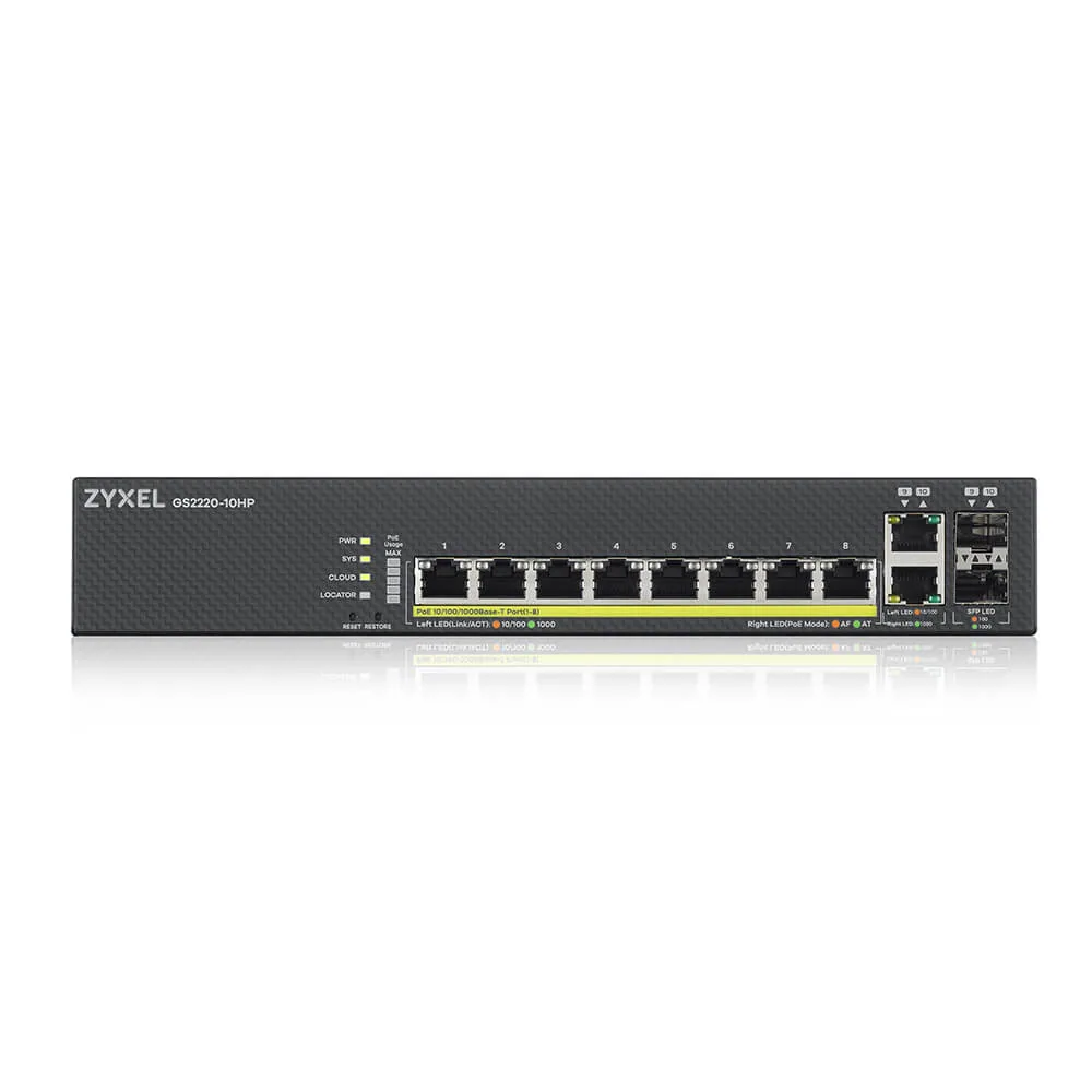 Zyxel GS2220-10HP-EU0101F Netzwerk-Switch Managed L2 Gigabit Ethernet (10/100/1000) Power over Ethernet (PoE) Schwarz – Bild 2