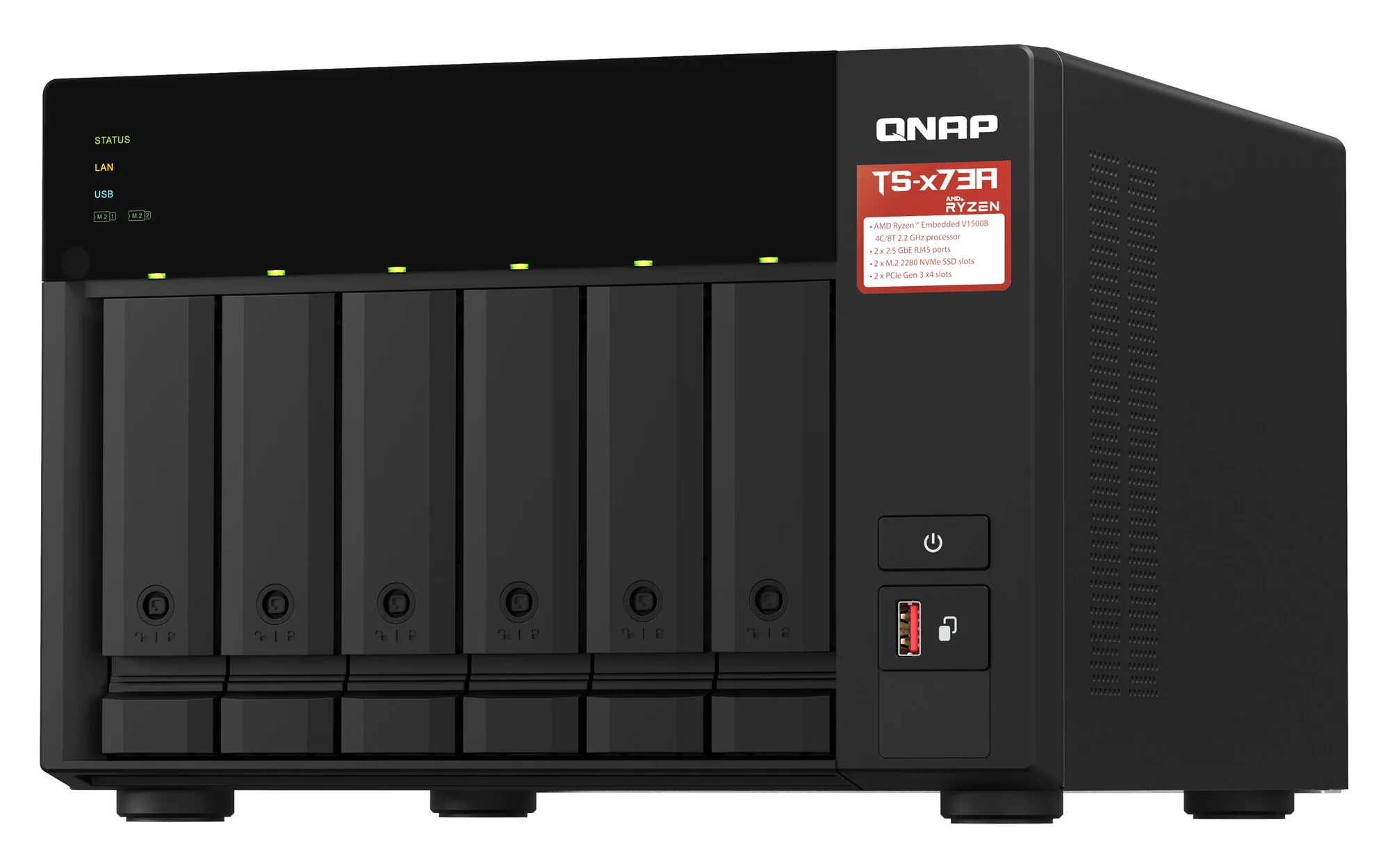 QNAP TS-673A NAS Tower Ryzen Embedded V1500B 8 GB DDR4 0 TB QNAP Turbo System Schwarz – Bild 5
