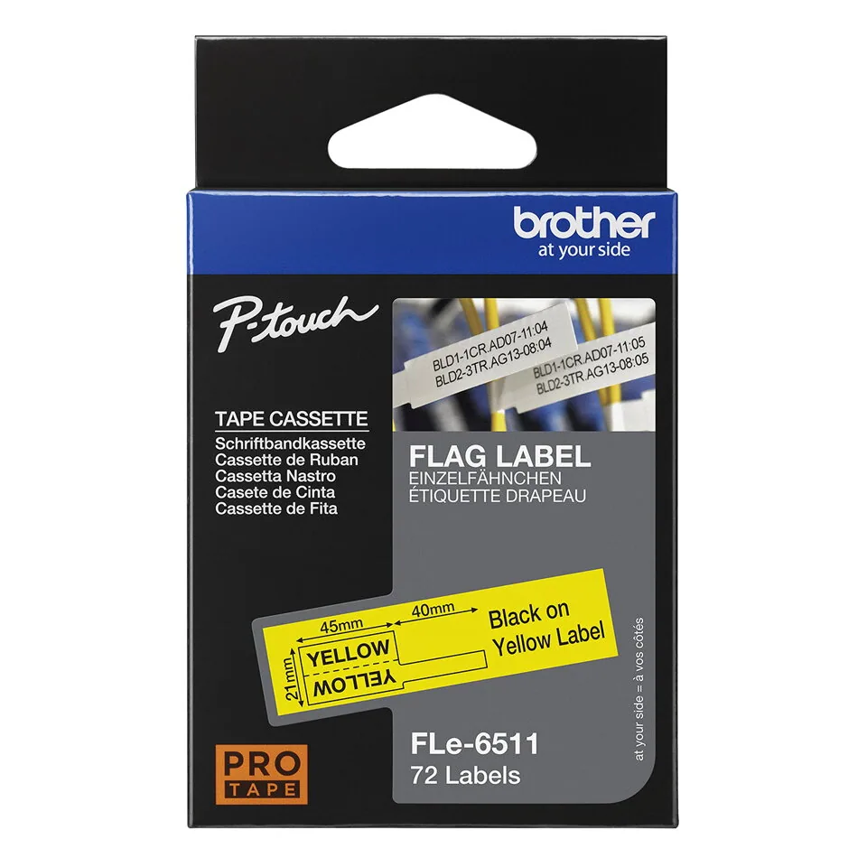 Brother FLE-6511 Etiketten erstellendes Band Schwarz auf gelb – Bild 3