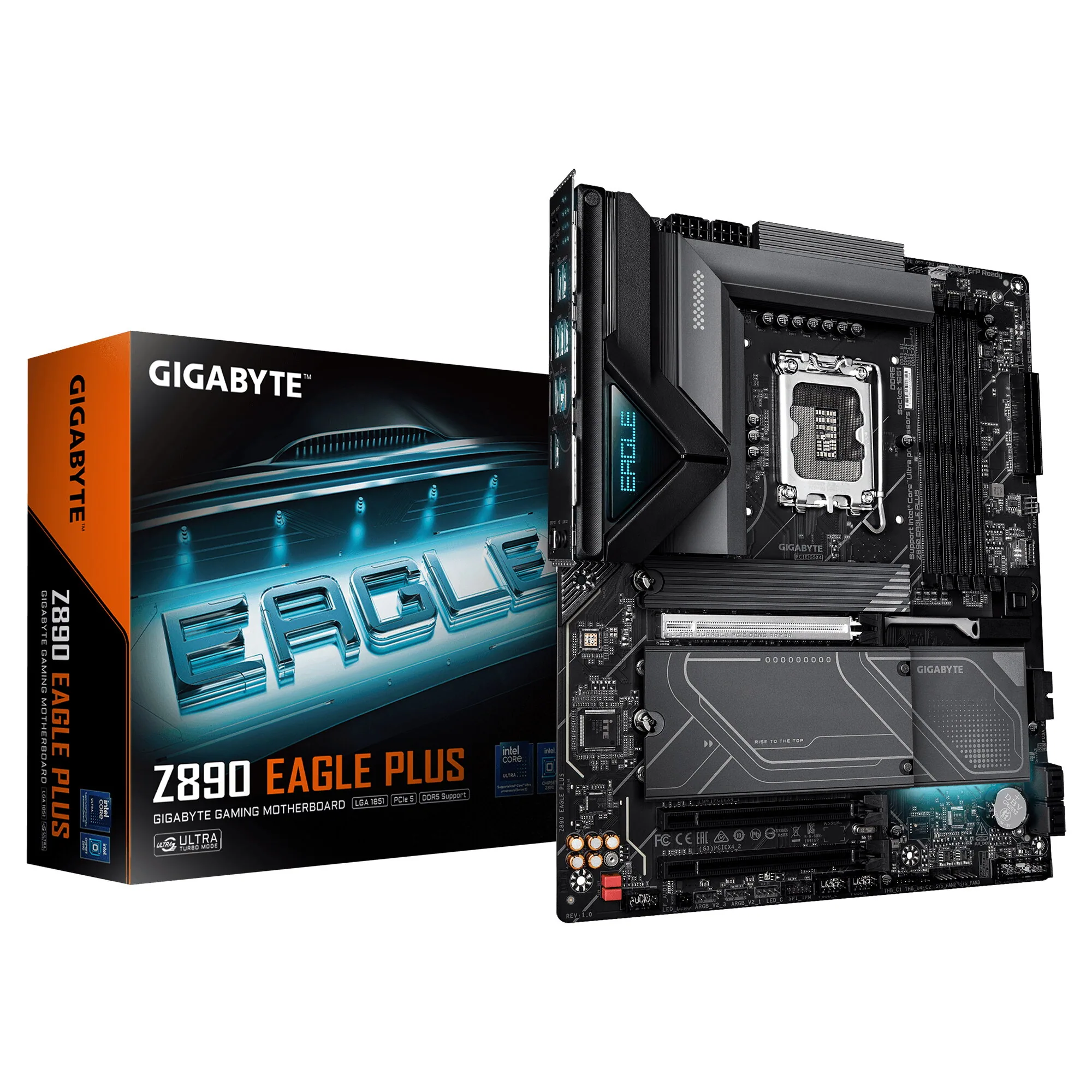 GIGABYTE Z890 EAGLE Plus Mainboard – Unterstützt Intel Core Ultra (Serie 2) CPUs, 14+1+2-Phasen-VRM, bis zu 9466 MHz – Bild 1