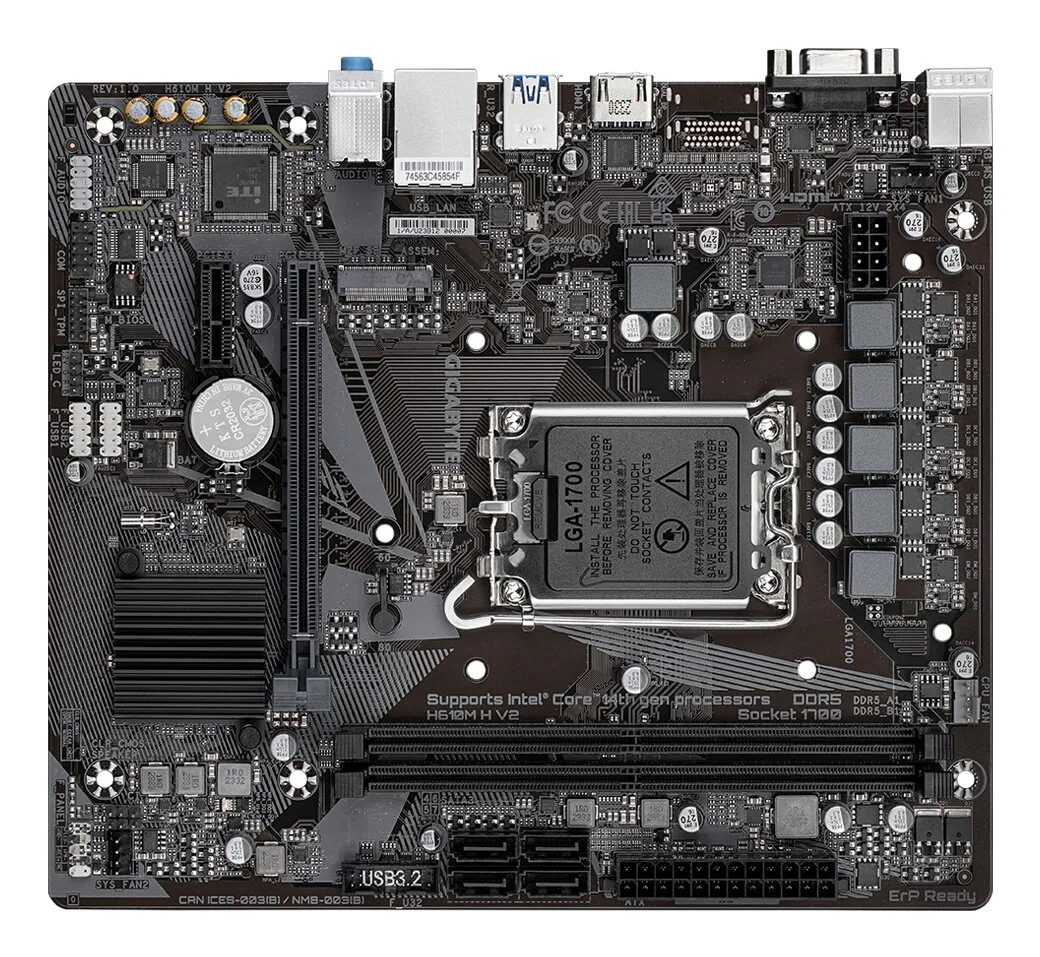 GIGABYTE H610M H V2 Mainboard - Unterstützt Intel Core Prozessoren 14th CPUs, 4+1+1 Hybrid Digital VRM, up to 5600MHz DDR5, 1xPCIe 3.0 M.2, GbE LAN, USB 3.2 Gen 1 – Bild 4