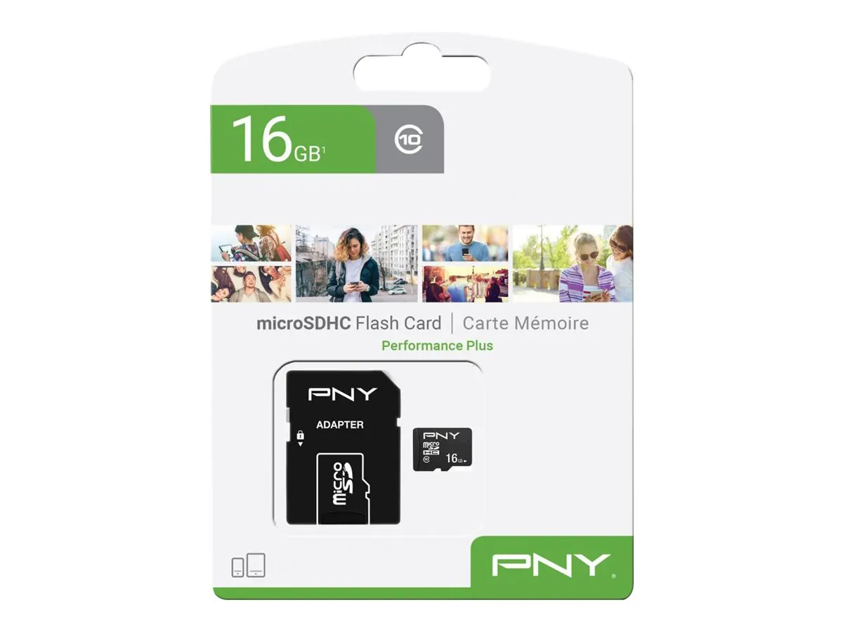 SD MicroSD HC Card 16 GB PNY Performance Plus Class 10