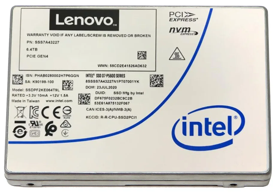 Lenovo 4XB7A17136 Internes Solid State Drive 12,8 TB 2.5" PCI Express 4.0 NVMe TLC 3D NAND – Bild 1