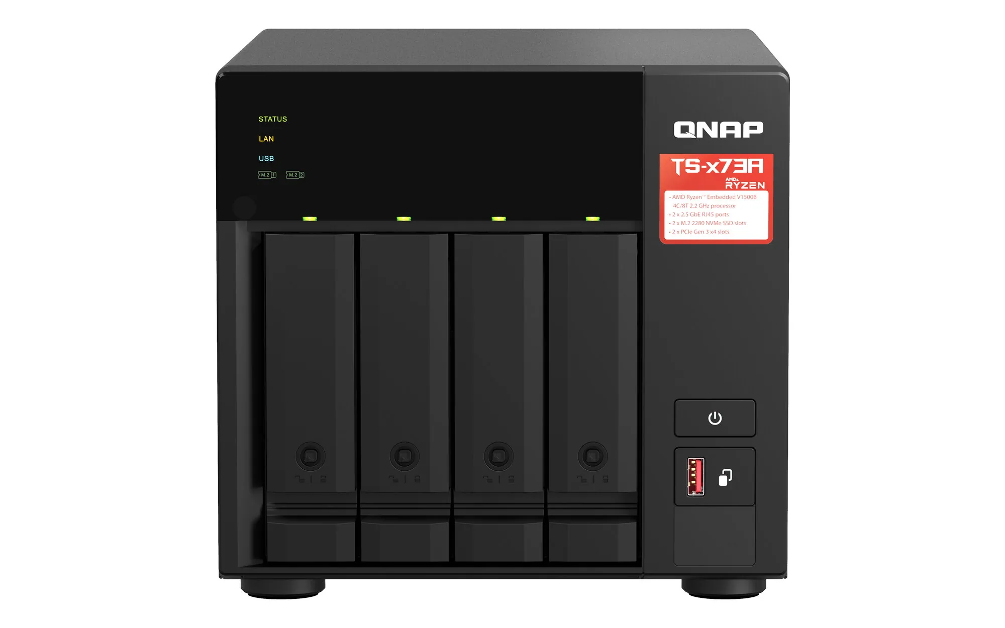 QNAP TS-473A NAS Tower Ryzen Embedded V1500B 8 GB DDR4 0 TB QNAP Turbo System Schwarz – Bild 1