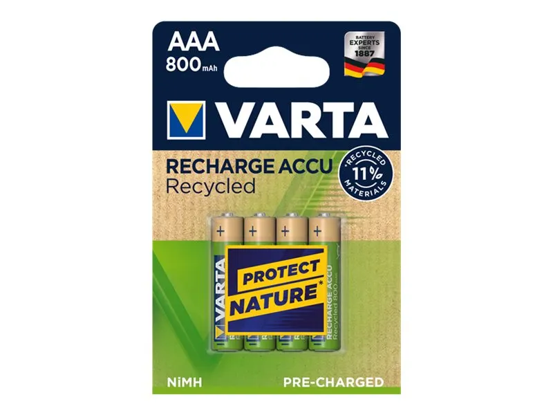 Varta Akku RECHARGE Recycled AAA HR03 800 mAh 4 Stück