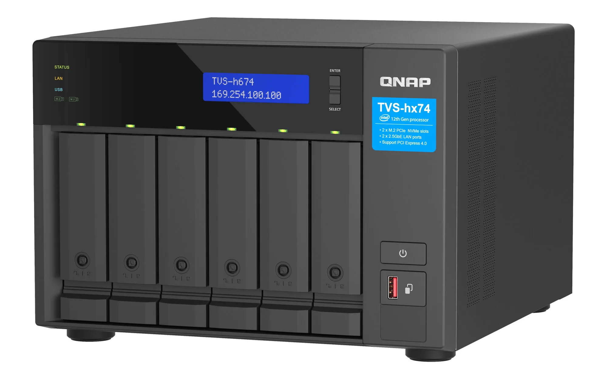 QNAP TVS-h674 NAS Tower Intel® Core™ i3 i3-12100 16 GB DDR4 0 TB QuTS hero Schwarz – Bild 5