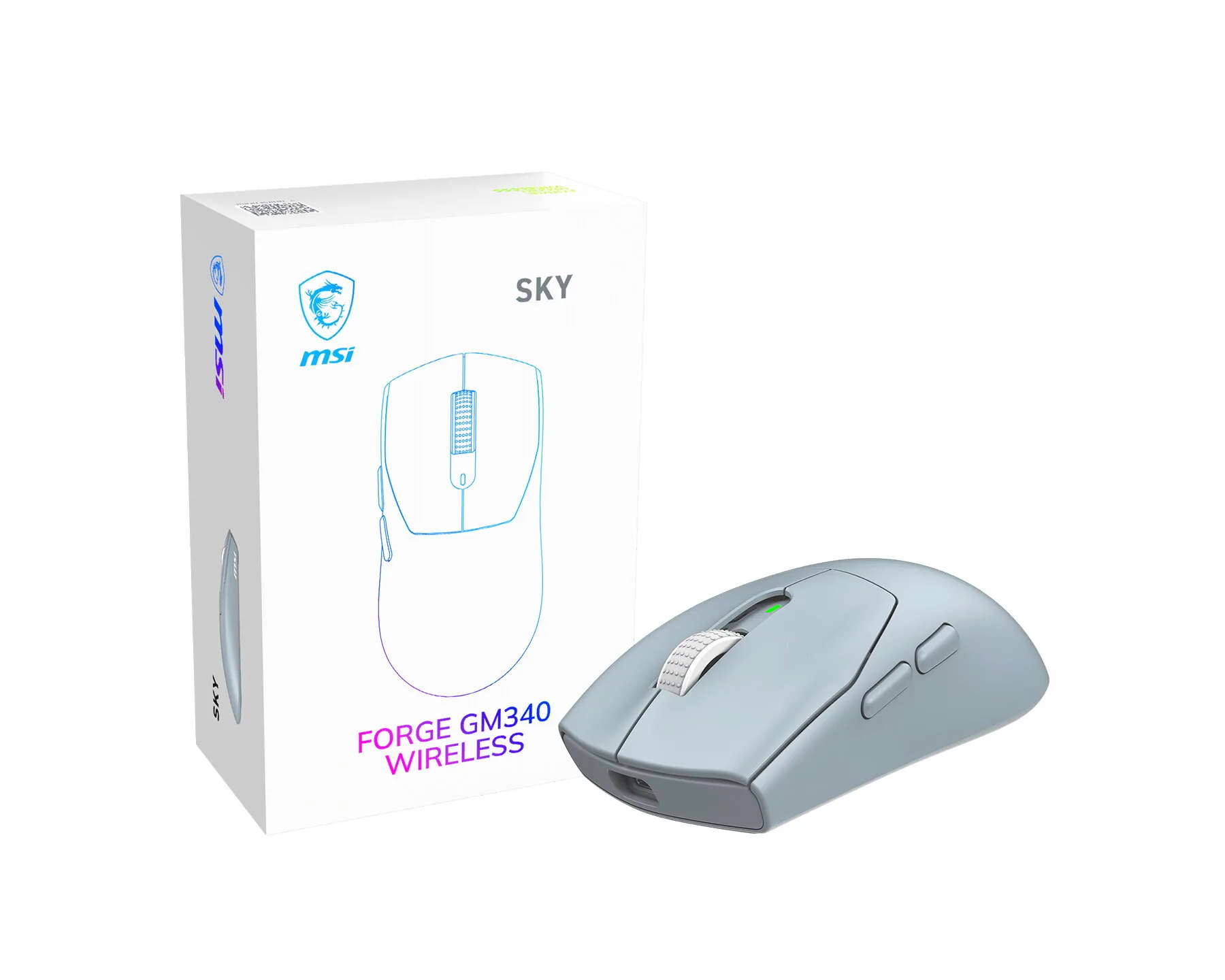 MSI Forge Gm340 Wireless Sky Maus Gaming Beidhändig RF Wireless + Bluetooth Optisch 12000 DPI – Bild 1