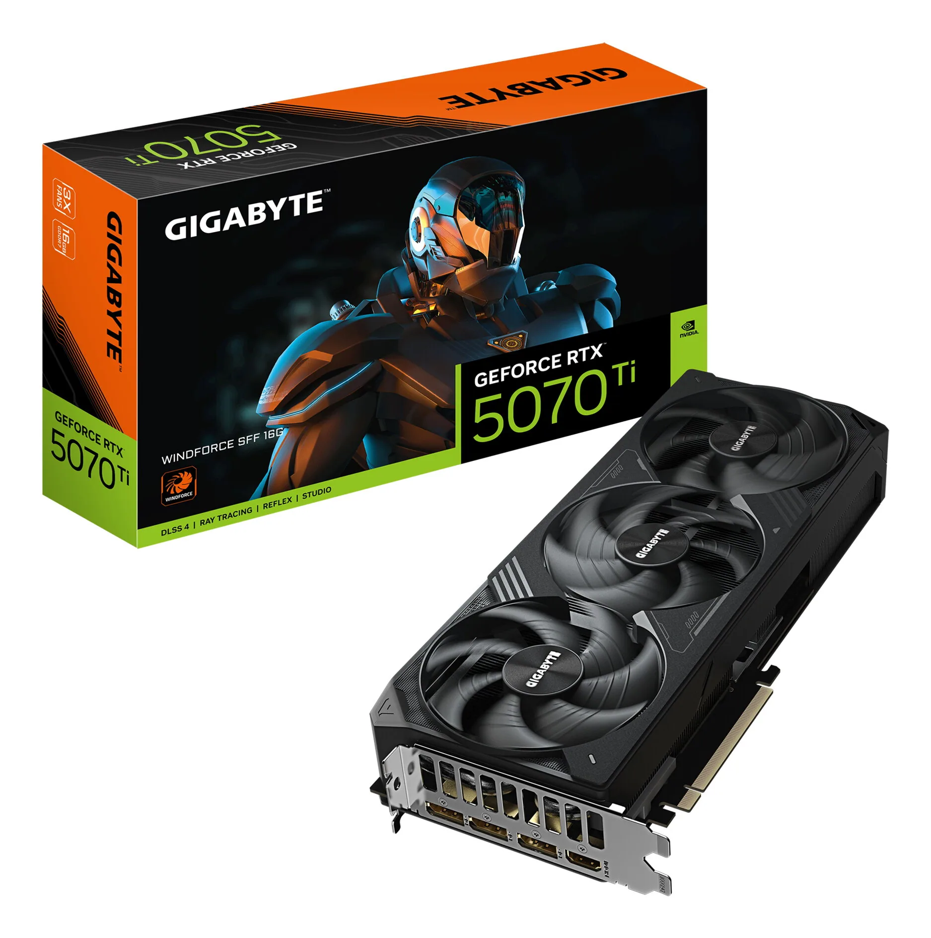 GIGABYTE GeForce RTX 5070 Ti WINDFORCE SFF 16G Grafikkarte - 16GB GDDR7, 256bit, PCI-E 5.0, 2452 MHz Kerntakt, 3 x DP 2.1b, 1 x HDMI 2.1b, NVIDIA DLSS 4, GV-N507TWF3-16GD – Bild 1