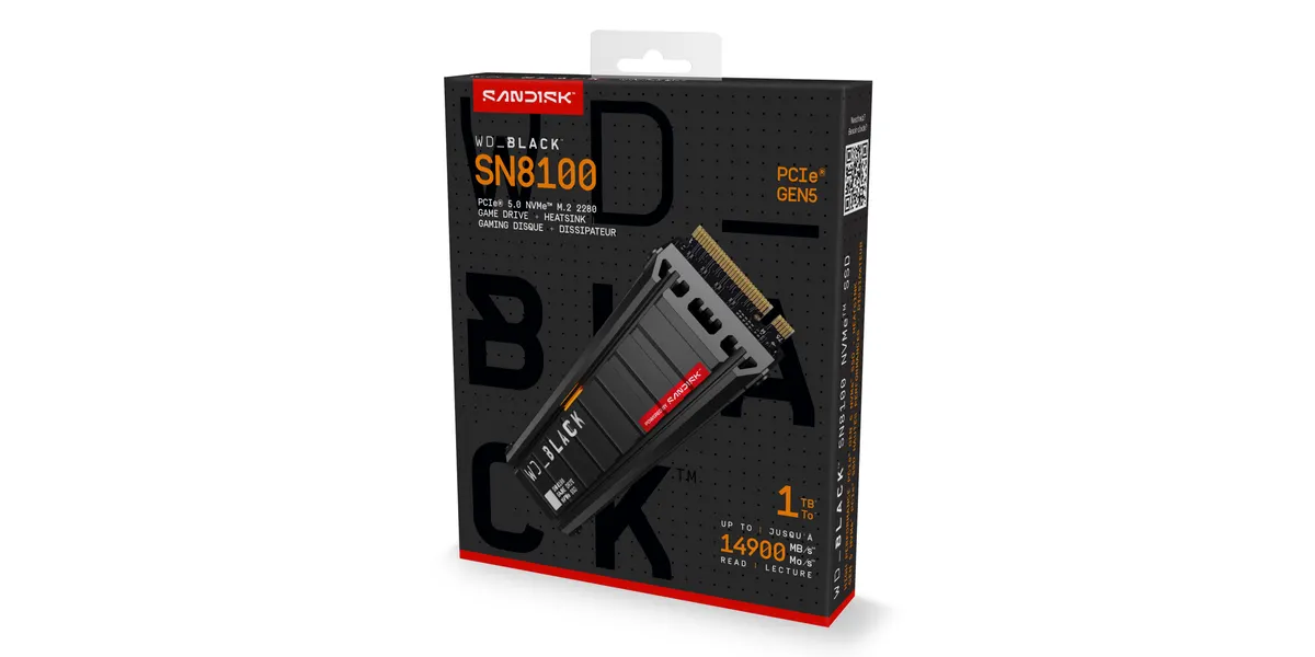 WD SSD Black M.2 2280 1 TB NVMe SN8100 Heatsink
