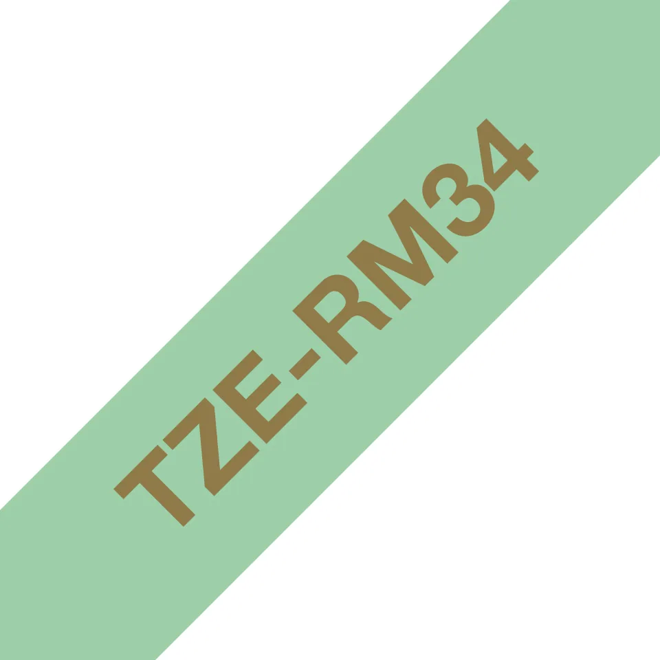 Brother TZE-RM34 Etiketten erstellendes Band Gold auf mintfarben – Bild 1