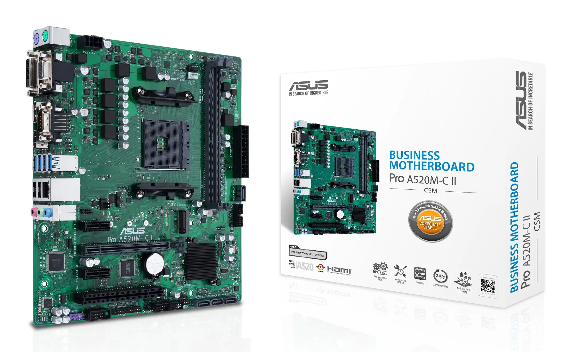 ASUS PRO A520M-C II/CSM AMD A520 Sockel AM4 micro ATX – Bild 1