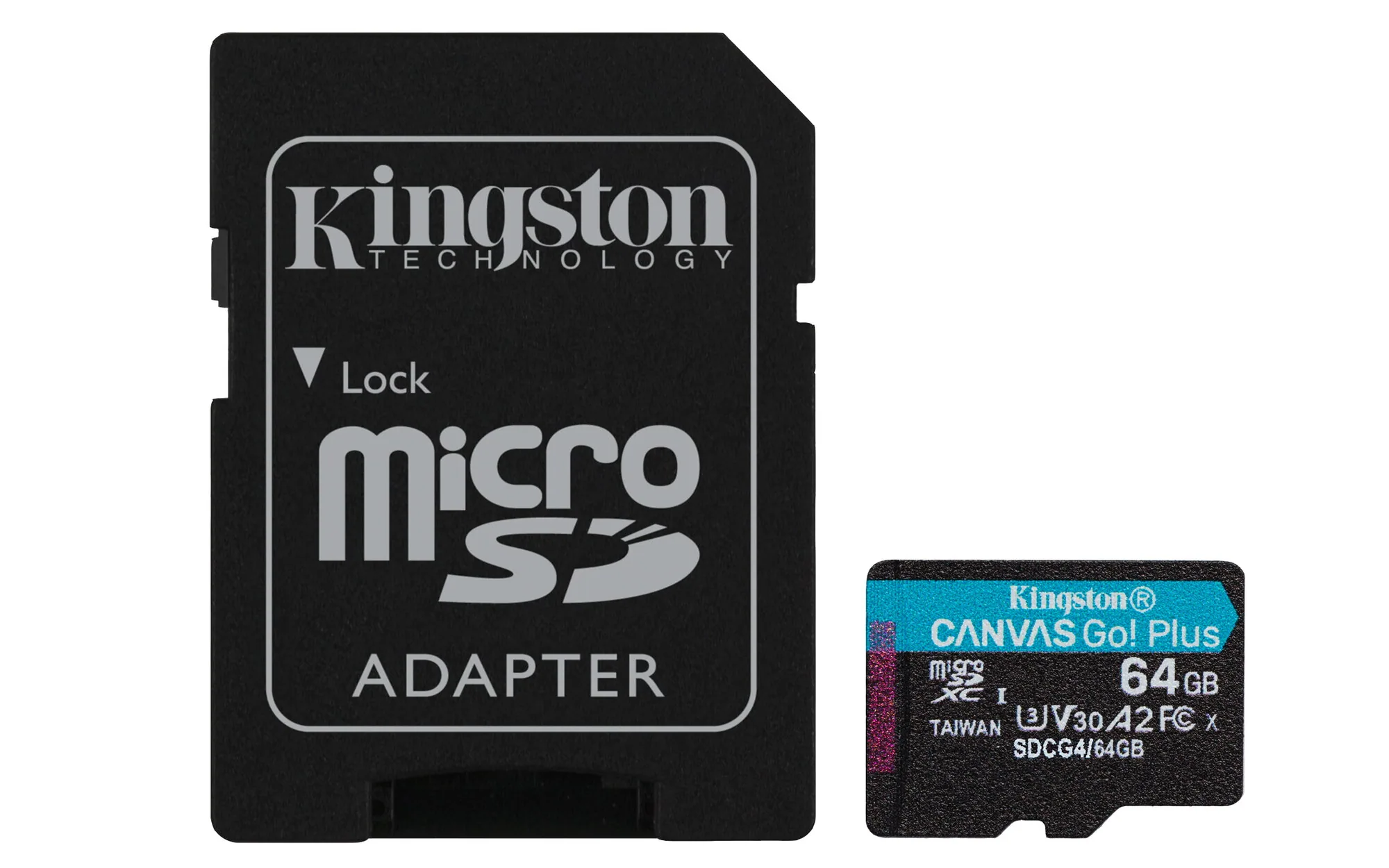 Kingston Technology 64GB microSDXC Canvas Go Plus Gen4 200 MB/s A2 U3 V30-Karte + Adapter – Bild 1