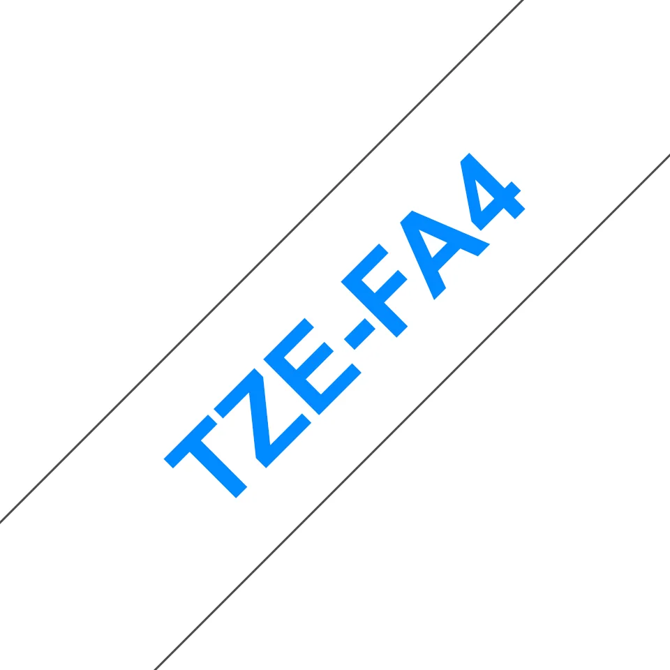 Brother TZE-FA4 Etiketten erstellendes Band Blau auf weiss – Bild 2