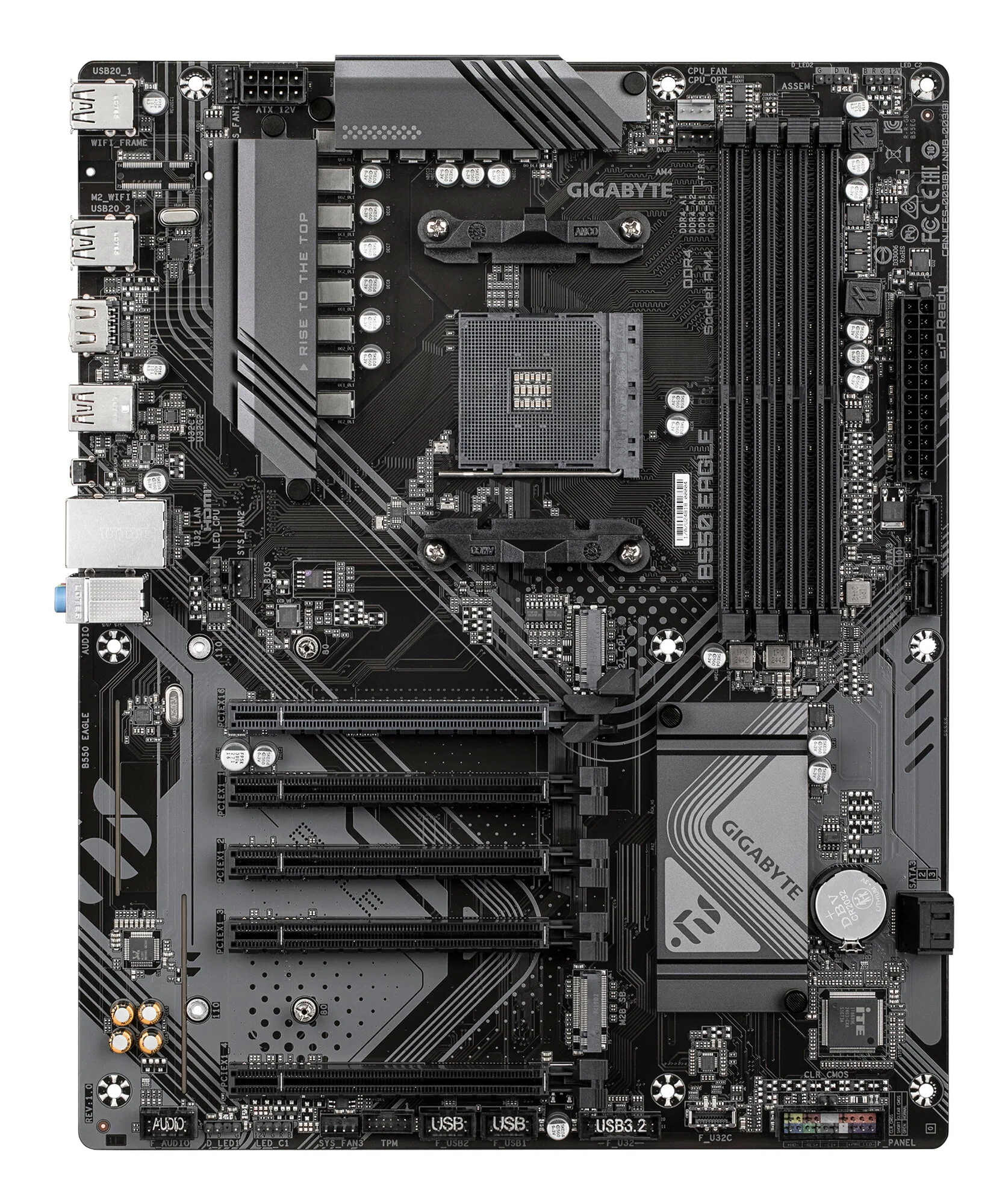GIGABYTE B550 EAGLE Mainboard – AMD Ryzen 5000 G-Serie CPUs, 10+3+1 Phasen VRM, bis zu 3200 MHz DDR4, 1xPCIe 4.0 + 1xPCIe 3.0 M.2, 1GbE LAN, USB 3.2 Gen 2 – Bild 2