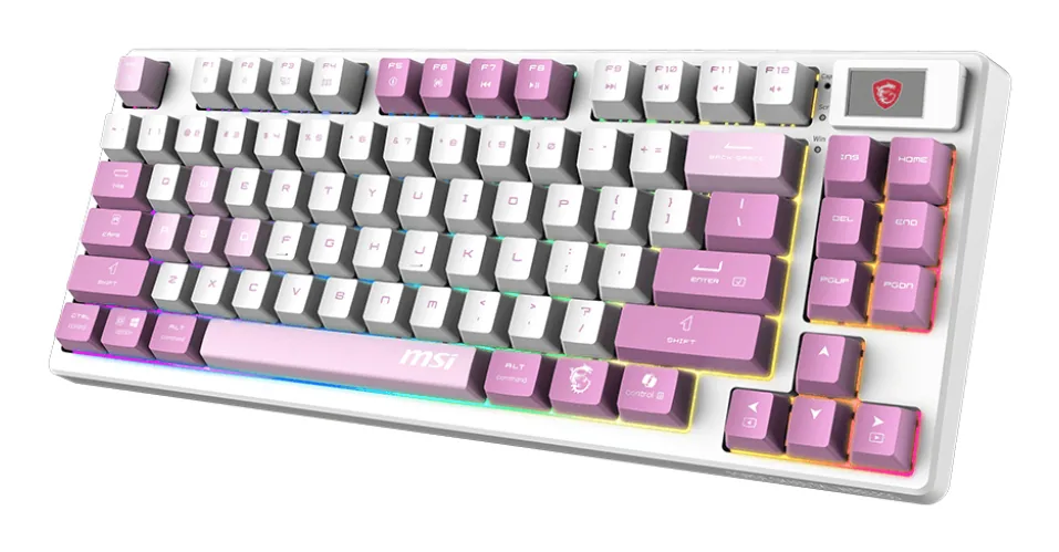 MSI FORGE GK600 TKL WIRELESS VIOLET Tastatur Gaming USB + Bluetooth QWERTY Spanisch Pink, Violett, Weiß – Bild 3